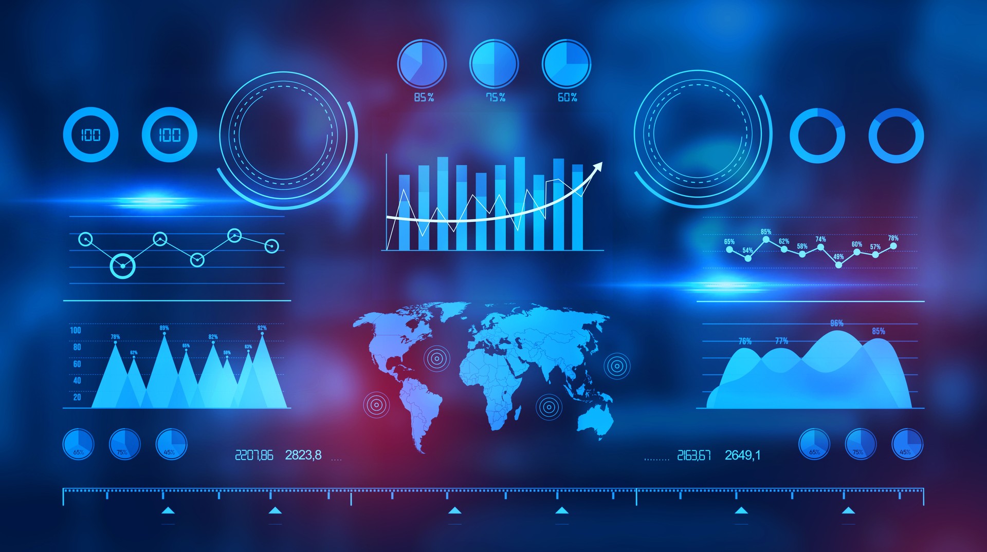 Datos de ventas y gráfico de crecimiento económico. Estrategia de negocio. Icono abstracto. Marketing digital. Inversión empresarial futurista en tecnología de la información